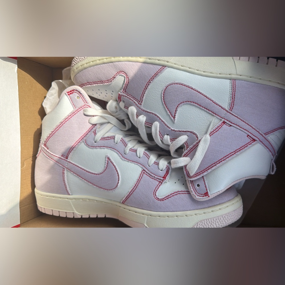 Nike White and Pink High-Top Sneakers - Picture 1 of 3